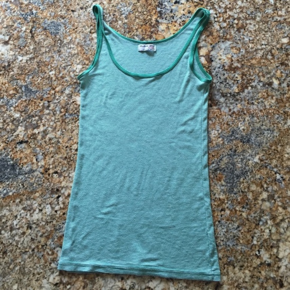Michael stars striped green tank top OS